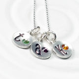 Mini Loop Top Tag Necklace | Birthstone Initial Charms