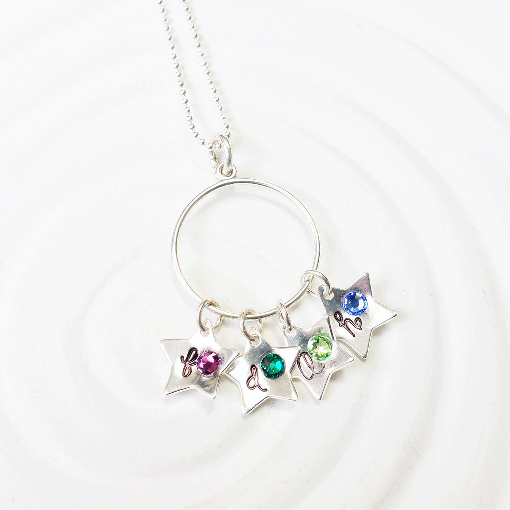 Sterling Silver Stars | Birthstone Initial Stars