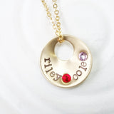 Gold Floating Hole Necklace | Birthstone Name Necklace