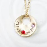 Gold Floating Hole Necklace | Birthstone Name Necklace
