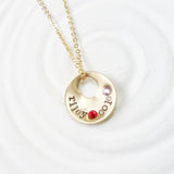 Gold Floating Hole Necklace | Birthstone Name Necklace