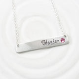 Birthstone Bar Necklace | Delicate Script