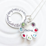 Birthstone Flower Necklace | Grandmother's Necklace