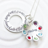 Birthstone Flower Necklace | Grandmother's Necklace