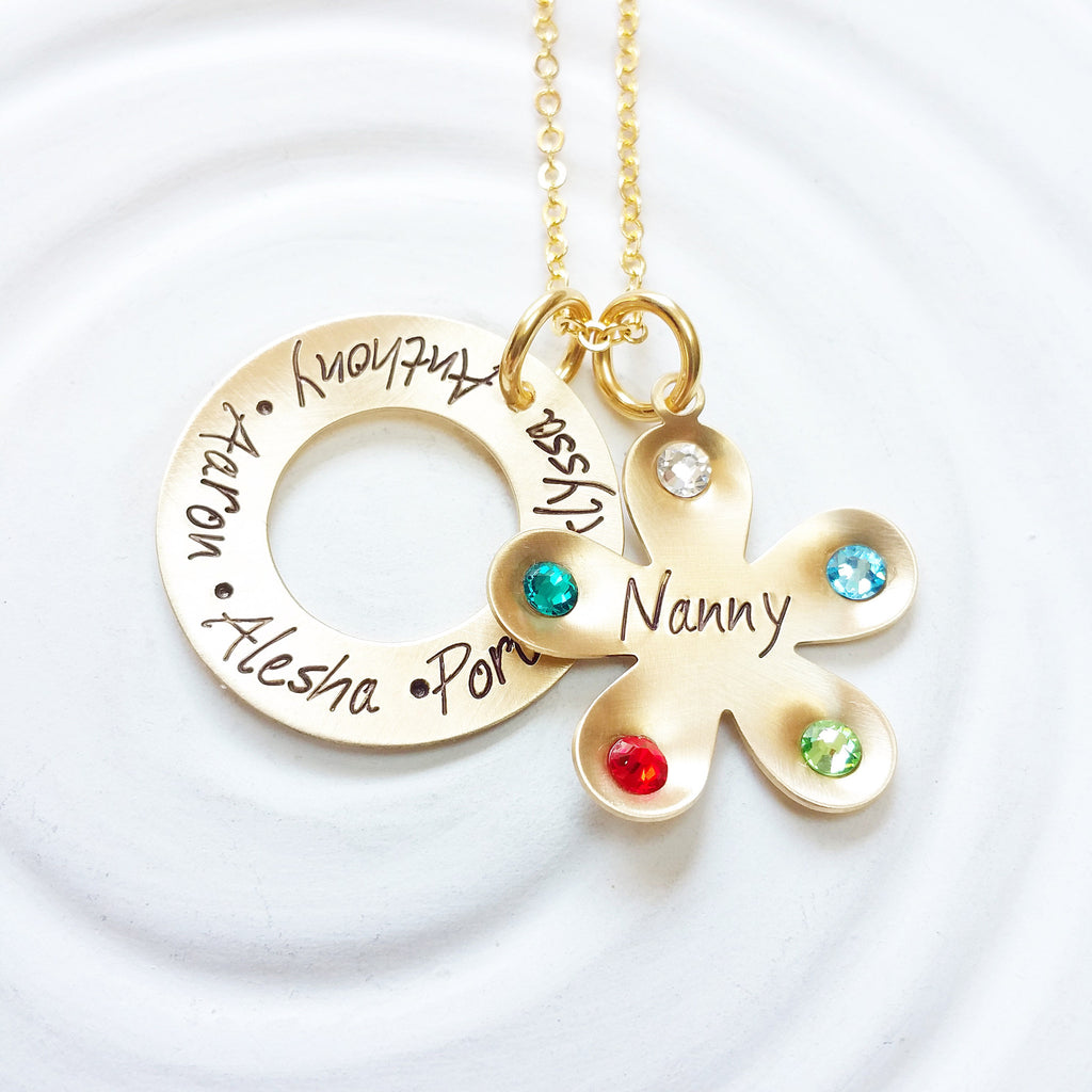 Birthstone Flower Necklace | Grandmother's Necklace