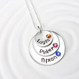 Stacked Disc Necklace | Mother's Birthstone Name Necklace