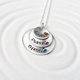 Stacked Disc Necklace | Mother's Birthstone Name Necklace