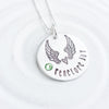 Angel Wings Birthstone Heart Necklace | Angel Baby Necklace