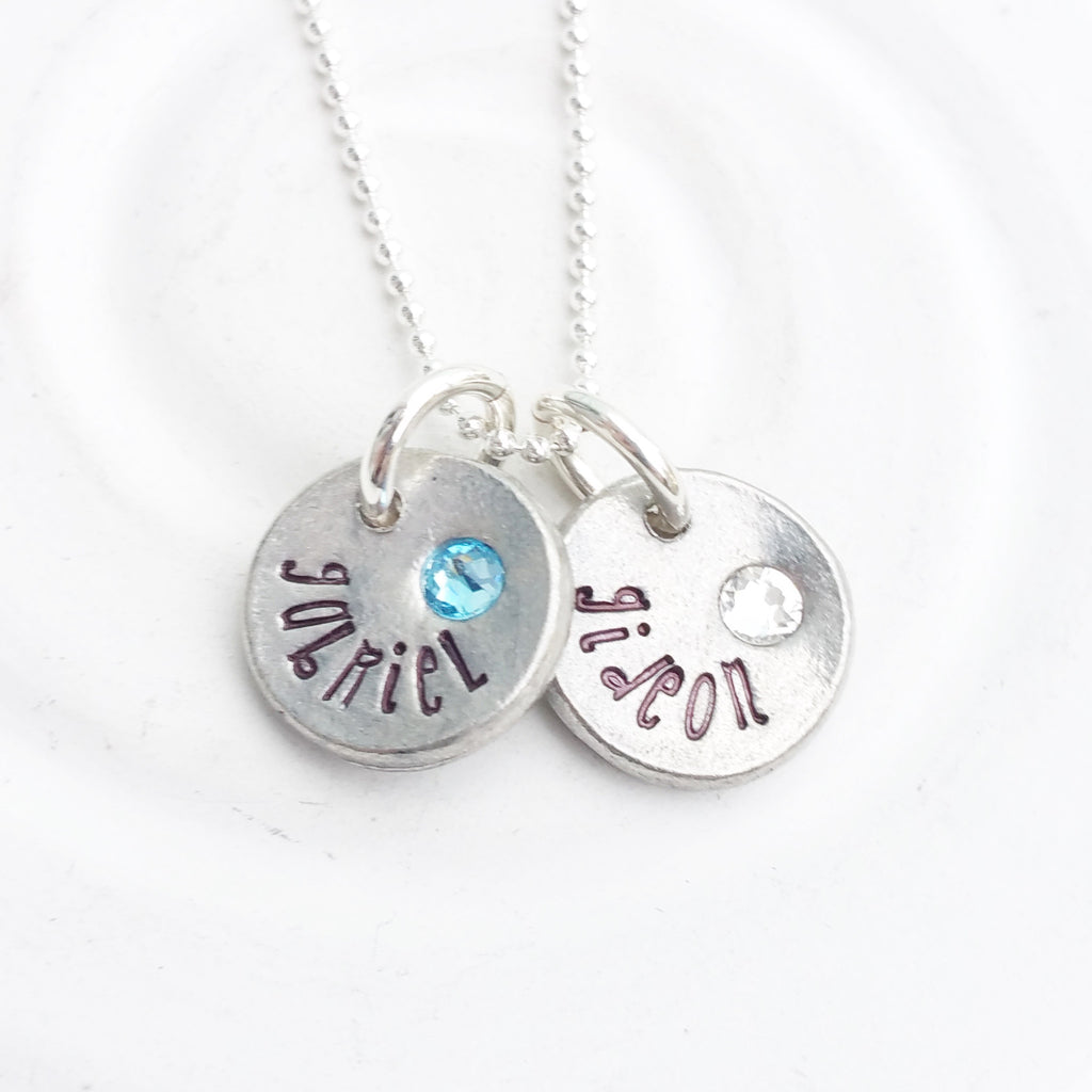 Mini Button Necklace | Birthstone Mother's Necklace
