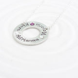 Fixed Washer Necklace | Name and Birthstone Circle Necklace