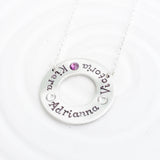 Fixed Washer Necklace | Name and Birthstone Circle Necklace