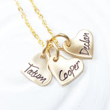 Itty Bitty Hearts Necklace | Mother's Name Necklace | Gold or Silver Options