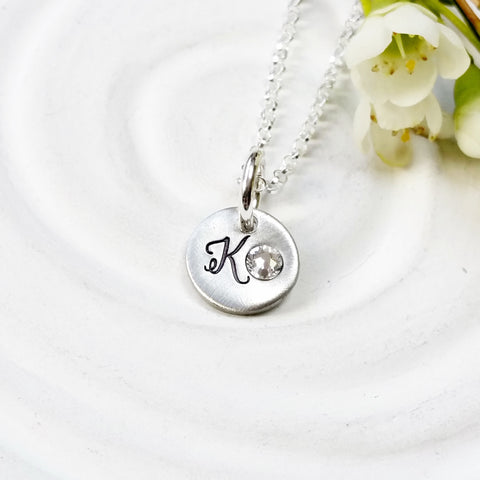 Birthstone Initial Necklace | Wedding Party Gift