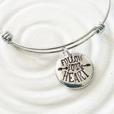 Follow Your Heart | Adjustable Bangle Bracelet | Graduation Gift