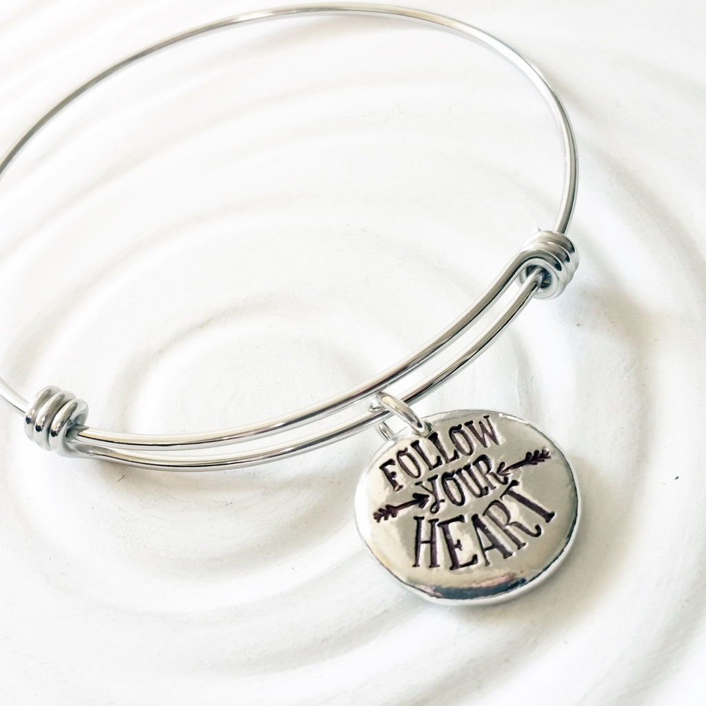 Follow Your Heart | Adjustable Bangle Bracelet | Graduation Gift