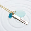 Breathe | Golden Glow Bar Necklace | Sea Glass Accents