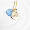 Initial Necklace | Golden Glow Disc | Sea Glass Pendant