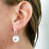 Birthstone Initial Earrings | Initial Charm Hoop Earrings