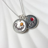 Pebble Name Neckace | Birthstone Mother's Necklace