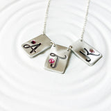 Rectangle Bunting Initial Necklace | Birthstone Jewelry