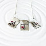 Rectangle Bunting Initial Necklace | Birthstone Jewelry