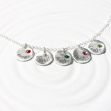 Multi Fixed Charm Necklace | Name and Birthstone Mother's Necklace