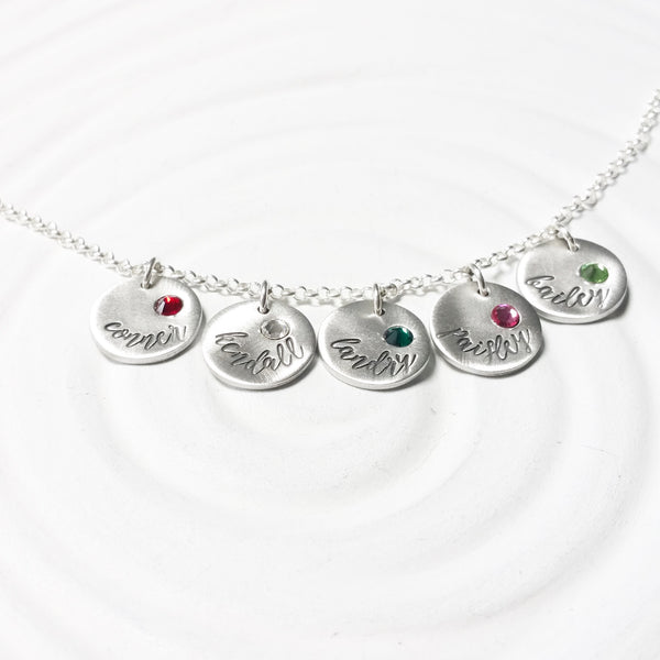 Multi Fixed Charm Necklace | Name and Birthstone Mother's Necklace
