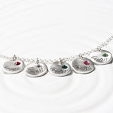 Multi Fixed Charm Necklace | Name and Birthstone Mother's Necklace