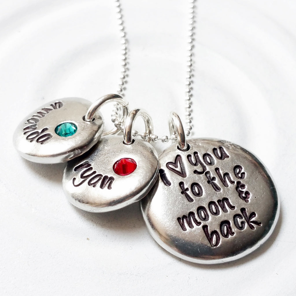 I Love You To The Moon & Back | Birthstone Name Necklace