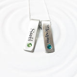 Rolled Top Birthstone Tag Necklace | Mother's Necklace
