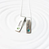 Rolled Top Birthstone Tag Necklace | Mother's Necklace