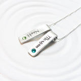 Rolled Top Birthstone Tag Necklace | Mother's Necklace