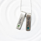 Rolled Top Birthstone Tag Necklace | Mother's Necklace