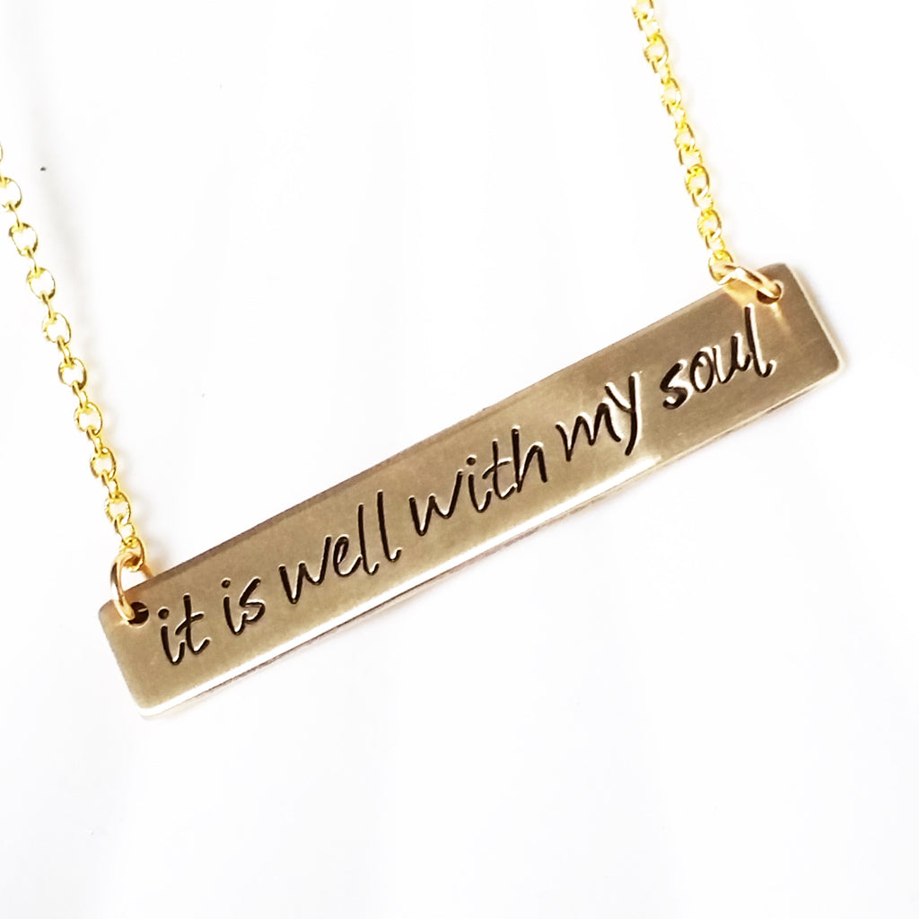 It Is Well With My Soul | Gold Bar Necklace