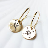 Compass Earrings | Gold Filled Or Sterling Silver Hoop Earrings