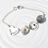 Family Bracelet | Couple Charm and Children's Birthstone Bracelet