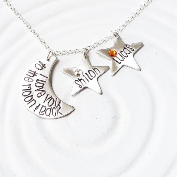 I Love You To The Moon & Back | Moon & Stars Necklace