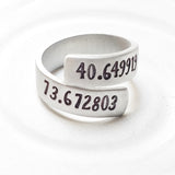 Latitude and Longitude Ring | Coordinates Wrap Ring