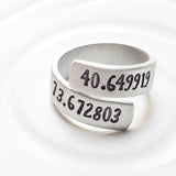 Latitude and Longitude Ring | Coordinates Wrap Ring