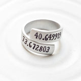 Latitude and Longitude Ring | Coordinates Wrap Ring