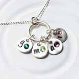 Mini Initial Disc Necklace | Charm Ring Necklace