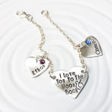 I Love You To The Moon & Back Charm Bracelet | Heart Birthstone Charms