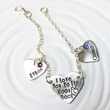 I Love You To The Moon & Back Charm Bracelet | Heart Birthstone Charms