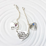 I Love You To The Moon & Back Charm Bracelet | Heart Birthstone Charms