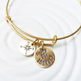 Brass Adjustable Bangle Bracelet | Charm Bracelet