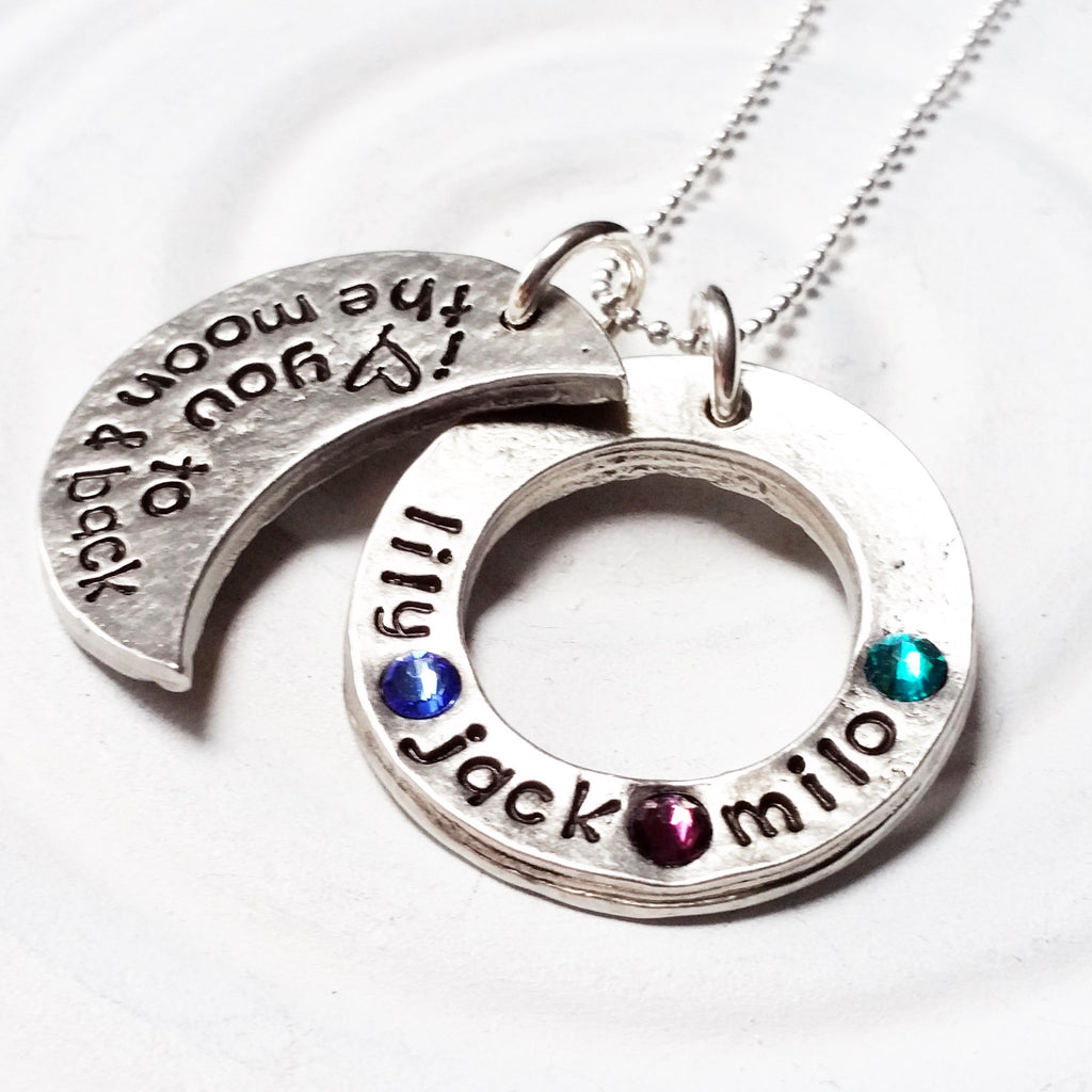 I Love You To The Moon & Back | Birthstone Washer Necklace