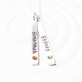 Skinny Tag Necklace | Birthstone Mother's Necklace