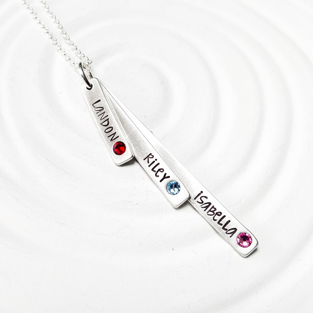 Layered Skinny Bar Necklace | Birthstone Mother's Necklace