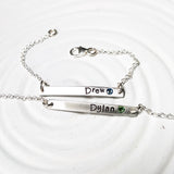 Skinny ID Bar Bracelet | Birthstone Mother's Bracelet