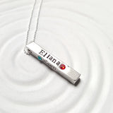 4 Sided Birthstone Bar Necklace | Mother's Necklace